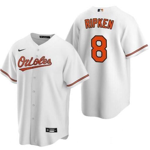 Men's Baltimore Orioles #8 Cal Ripken Jr. White Cool Base Stitched Jersey